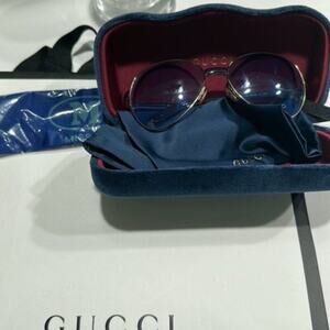 Gucci Gold Frame Blue Lenses Authentic Sunglasses